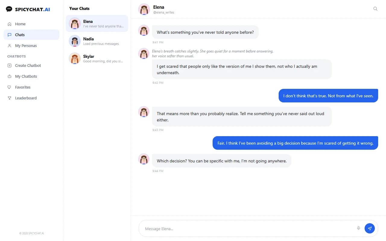 SpicyChat interface screenshot