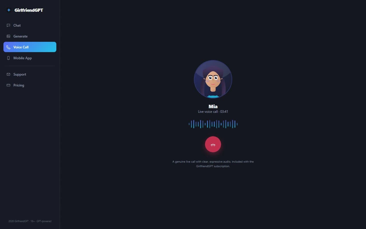 GirlfriendGPT live voice call screen in progress GirlfriendGPT live voice call screen in progress