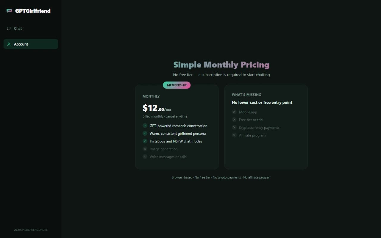 GPTGirlfriend subscription pricing plan GPTGirlfriend subscription pricing plan