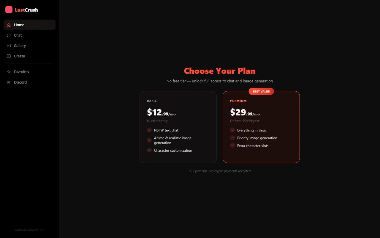 LustCrush subscription pricing plans LustCrush subscription pricing plans