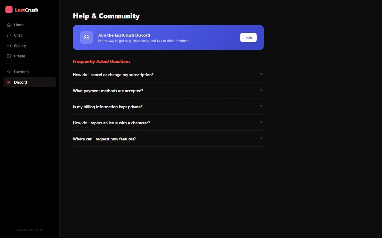LustCrush Discord community and help page LustCrush Discord community and help page