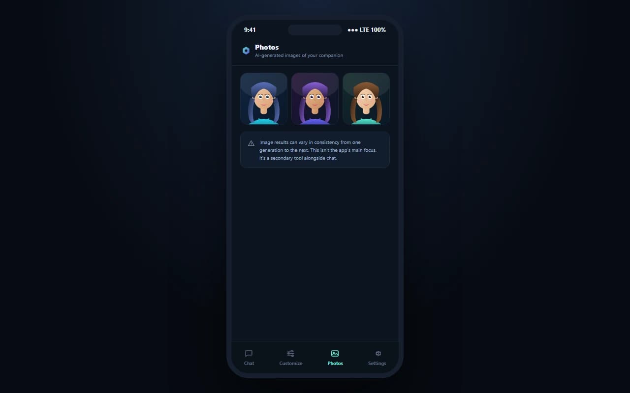 MyGirl.tech image generation results showing AI-generated companion photos MyGirl.tech image generation results showing AI-generated companion photos