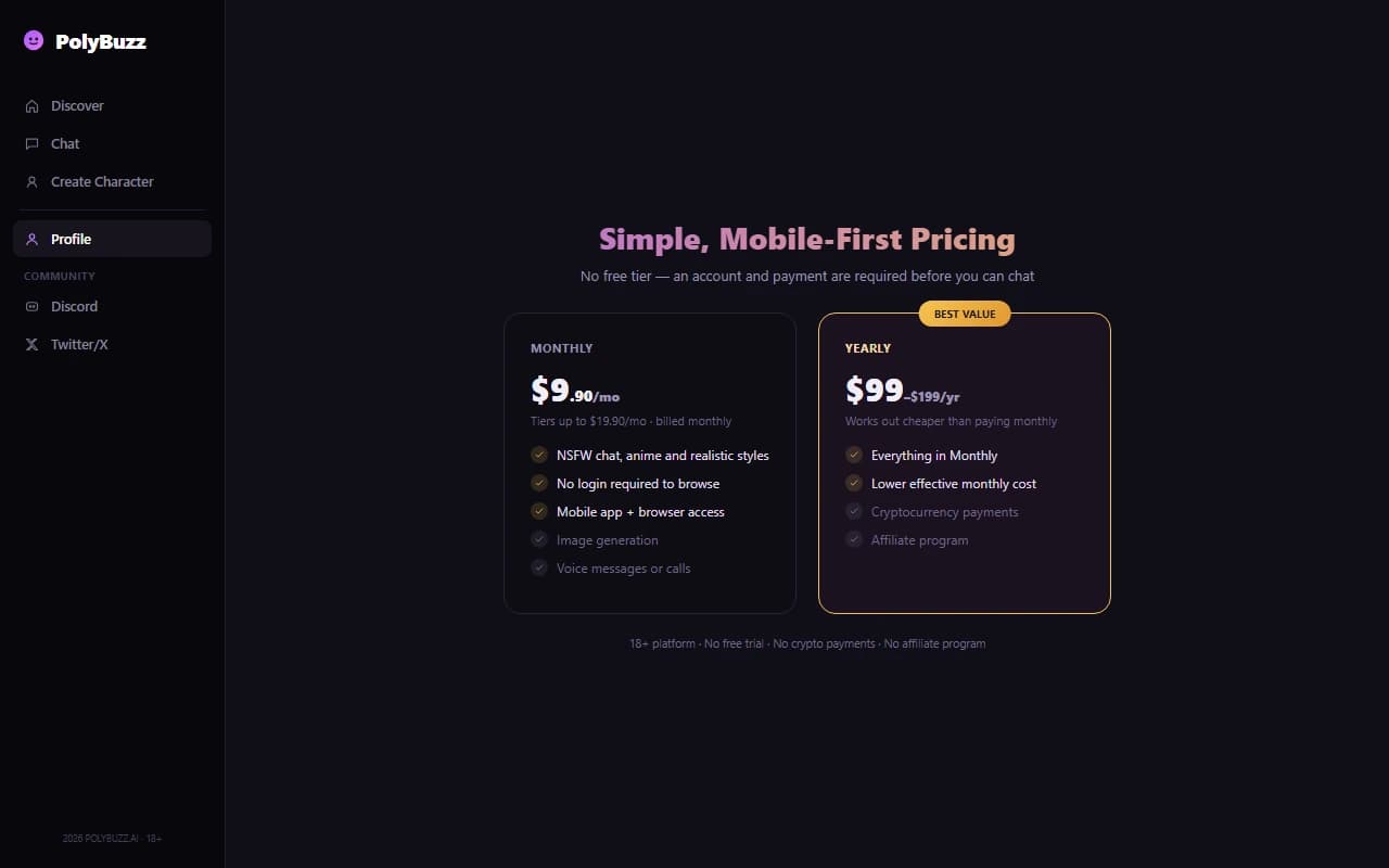 PolyBuzz subscription pricing plan PolyBuzz subscription pricing plan