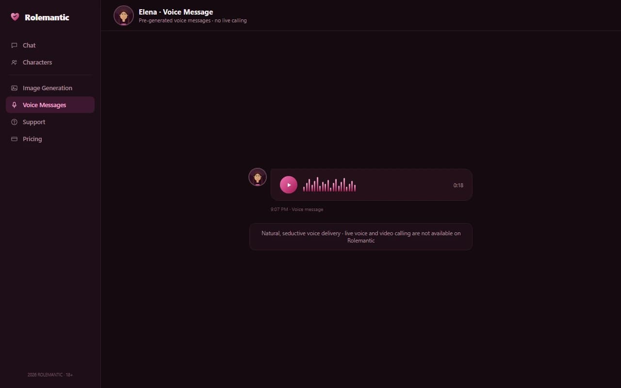 Rolemantic voice message bubble showing a played NSFW voice message with waveform Rolemantic voice message bubble showing a played NSFW voice message with waveform