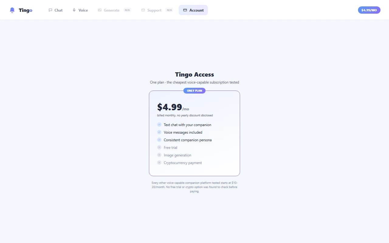 Tingo $4.99 per month pricing plan Tingo $4.99 per month pricing plan