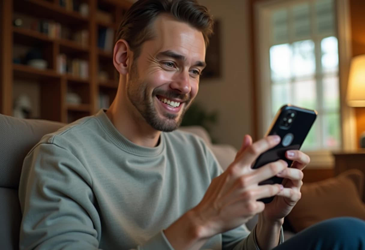 Person adjusting avatar style options for a companion app on a smartphone Person adjusting avatar style options for a companion app on a smartphone