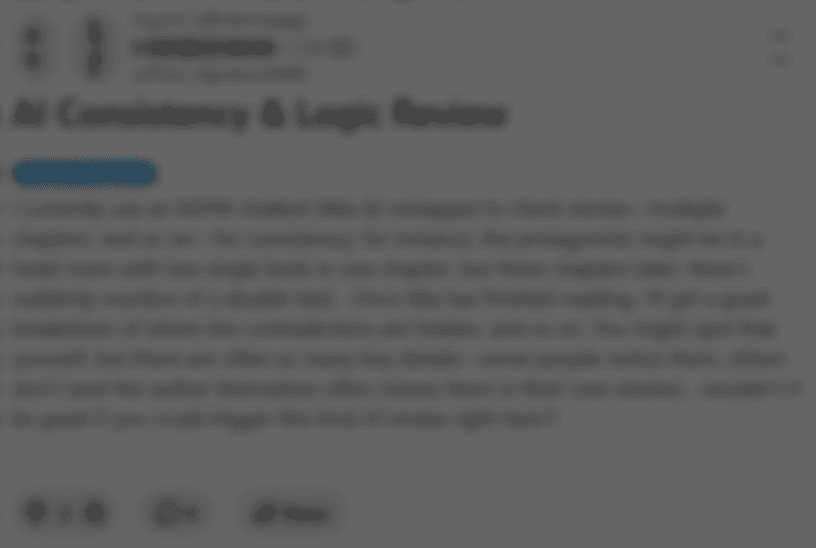 Screenshot of the Reddit post "AI Consistency & Logic Review"