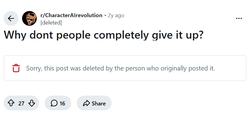 Screenshot of the Reddit post "Why dont people completely give it up?"