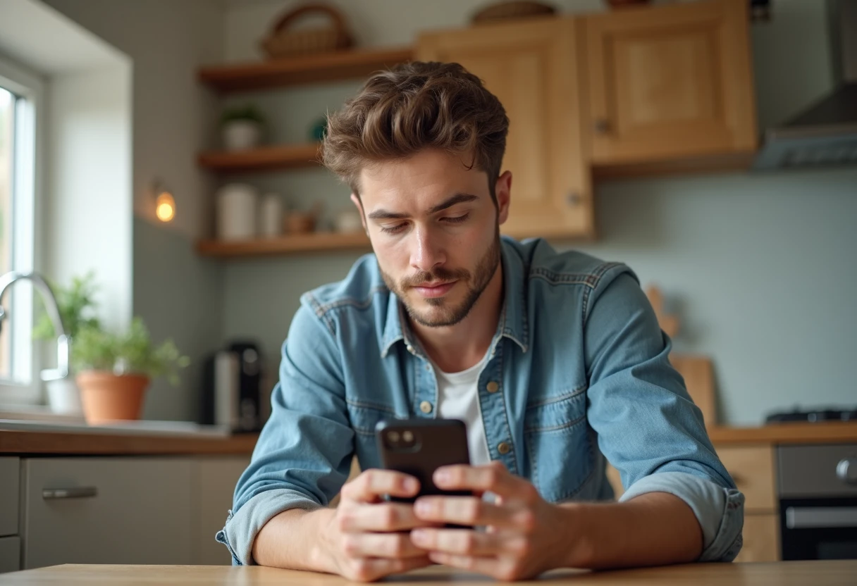 Man adjusting personality settings for a new AI companion character on his smartphone